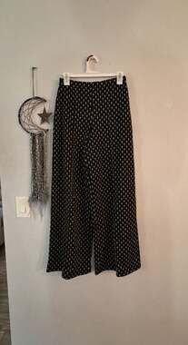 Max Studio London Women's Black and Tan Patterned Wide-Leg Culotte Pants